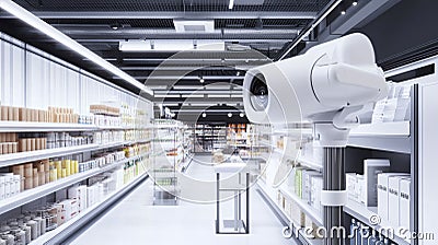 Retail store security system using computer vision and analytics to monitor customer traffic track inventory Stock Photo