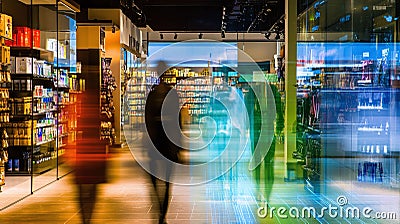 A retail store utilizing computer vision to monitor customer traffic track inventory and optimize product placement. Stock Photo