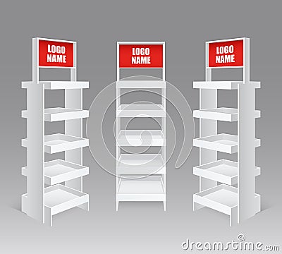 Retail Trade Stand Realistic Set Vector Illustration
