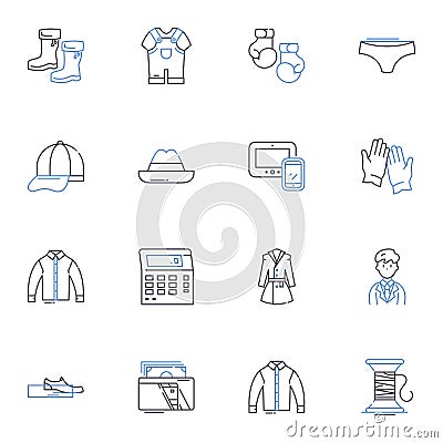 Retail village line icons collection. Shopping, Outlet, Discount, Brands, Retailers, Shopping center, Lifestyle vector Vector Illustration