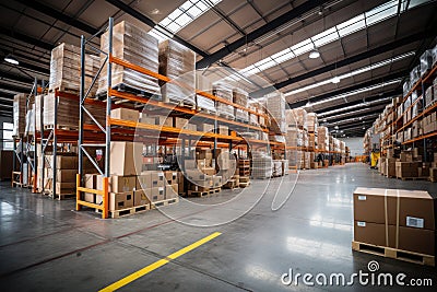 Retail warehouse with boxes Stock Photo