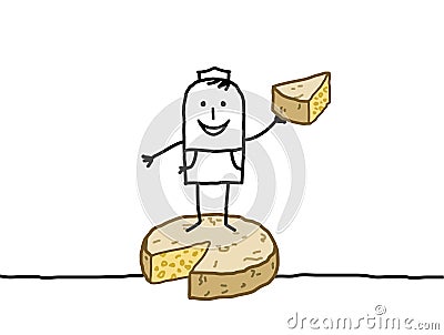 Retailer & cheese Vector Illustration