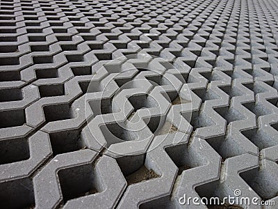 Concrete permeable grid pavers, close-up Stock Photo