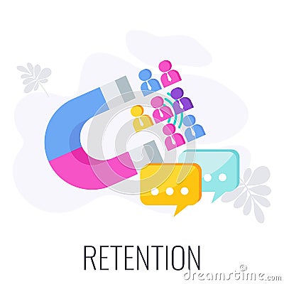 Retention icon. Attracting potential customers. Flat vector illustration. Vector Illustration