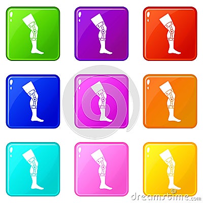 Retentive bandage icons 9 set Vector Illustration