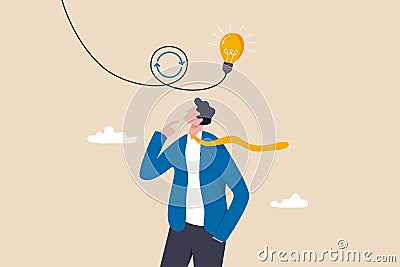 Rethink or think again to make change for better result, thinking new way to solve problem or make decisions, innovation idea to Vector Illustration