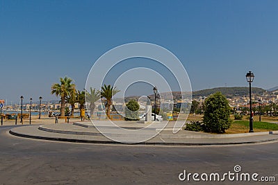 Rethymno, Greece - August 2, 2016: Square near old venetian ha Editorial Stock Photo