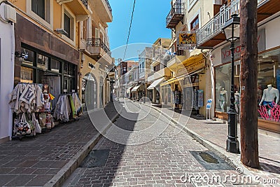 Rethymnon, Island Crete, Greece, - July 1, 2016: The street of the old town's part of city Rethymnon Editorial Stock Photo