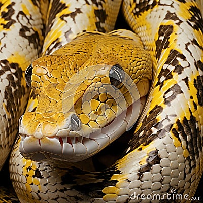 Reticulated Python on White Cartoon Illustration