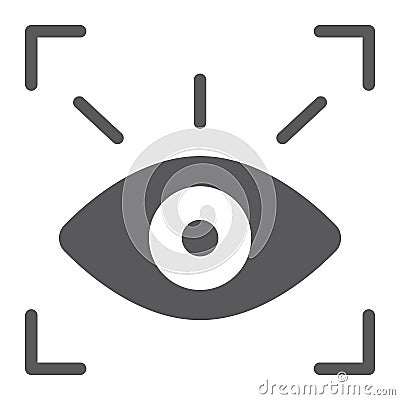 Retina scanner glyph icon, recognition and authentication, eye scan sign, vector graphics, a solid pattern Vector Illustration