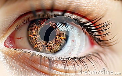 Retina scanner presented with brown eye. Stock Photo