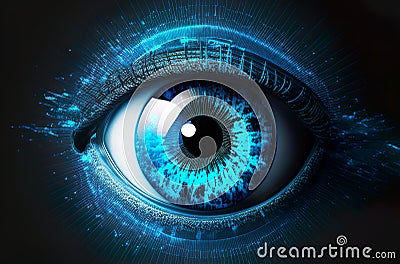 Retina scanner presented with the help of blue and green eyes. Stock Photo