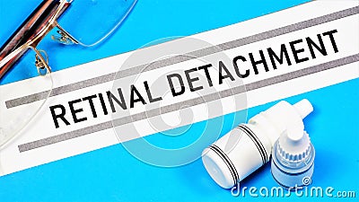 Retinal detachment. Text label to indicate the state of health. Stock Photo