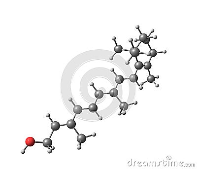 Retinol (Vitamin A) molecular structure on white Stock Photo