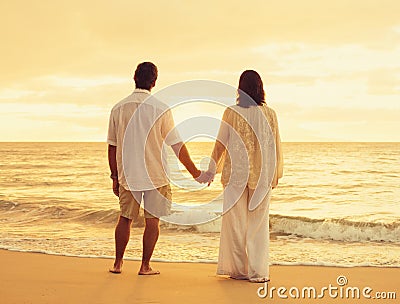 Retired Couple on the Beach Stock Photo