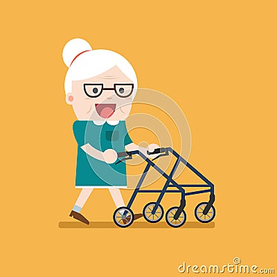 Retired elderly senior age couple. Vector Illustration