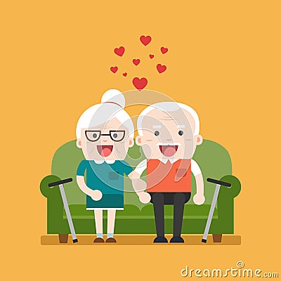 Retired elderly senior age couple. Vector Illustration