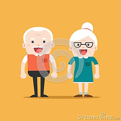 Retired elderly senior age couple. Vector Illustration