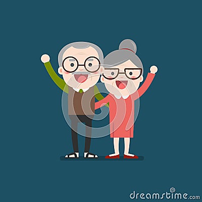 Retired elderly senior age couple. Vector Illustration