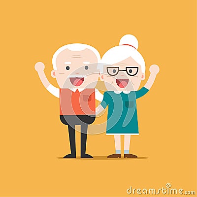 Retired elderly senior age couple. Vector Illustration