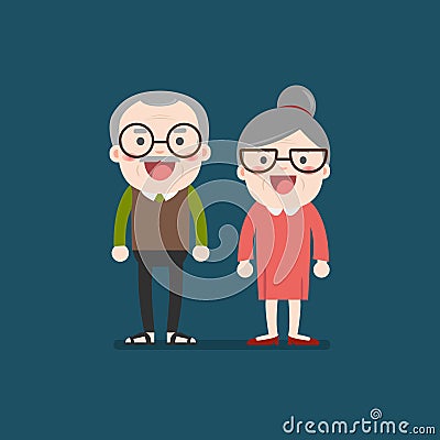 Retired elderly senior age couple. Vector Illustration