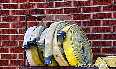 Retired Fire Hoses Stock Photo