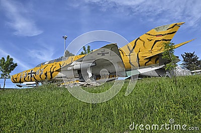 Retired MiG-21 jet fighter of the Luftwaffe Editorial Stock Photo