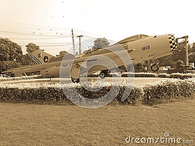 Re: PAF F-6 (# 1610) at China Chowk, Lahore Editorial Stock Photo
