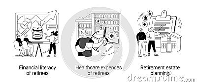 Retiree budget plan abstract concept vector illustrations. Vector Illustration