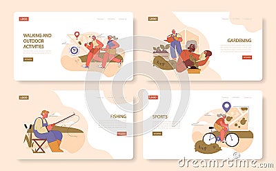 Retirees' Activities set. Vector Illustration