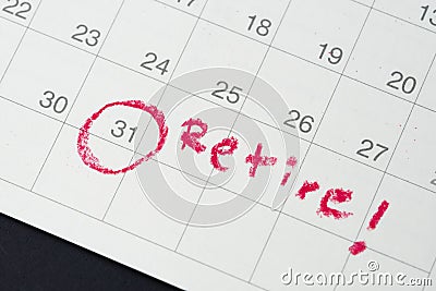 Retirement goal or financial freedom, planning for success salary man, important target red circle end of month day on calendar t Stock Photo