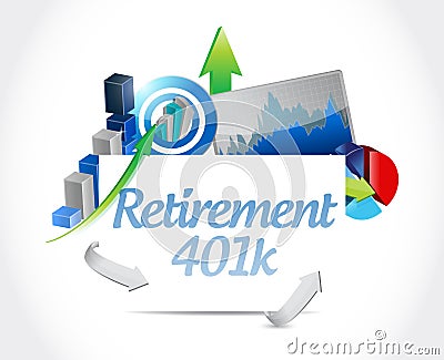 retirement 401k business sign concept Cartoon Illustration
