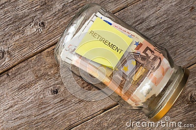 Retirement money jar Stock Photo