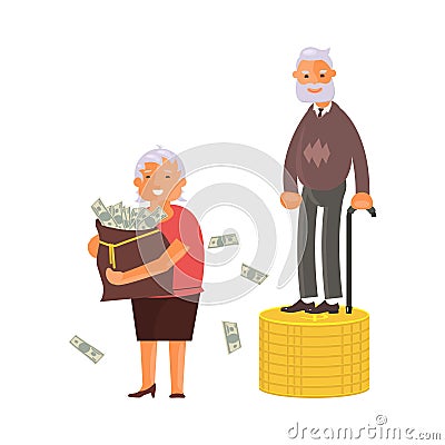 Concept of Retirement Money Plan Cartoon Illustration