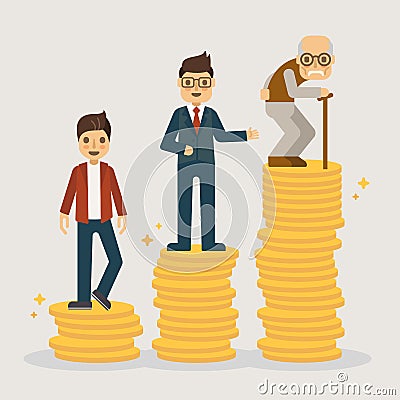 Retirement money plan. Financial concept illustration. Vector Illustration