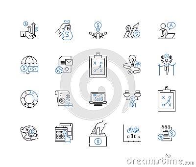 Retirement line icons collection. Pension, Leisure, Savings, Golden years, Relaxation, Security, Freedom vector and Vector Illustration