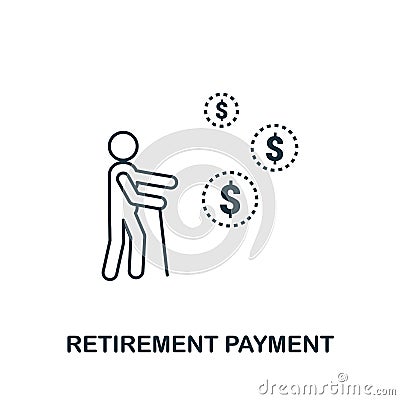 Retirement Payment outline icon. Thin line style icons from personal finance icon collection. Web design, apps, software and Stock Photo