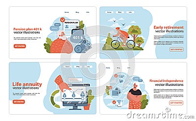 Retirement planning set. Vector Illustration