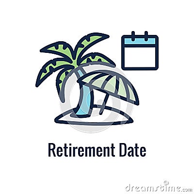 Retirement Savings Icon with retiring & monetary images Vector Illustration