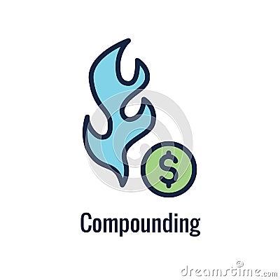 Retirement Savings Icon with retiring & monetary images Vector Illustration