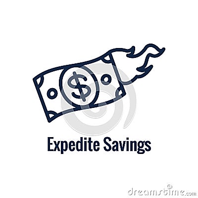 Retirement Savings Icon with retiring & monetary images Vector Illustration