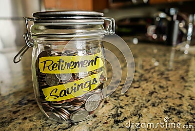 Retirement Savings Money Jar Stock Photo