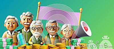 Retirement Seniors Concept and Duration of Life and Spending Money on Retirement Travel. goal, development Stock Photo