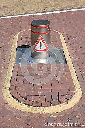 Retractable street bollard Stock Photo