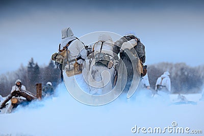 Retreating German Wehrmacht Soldiers. Stock Photo