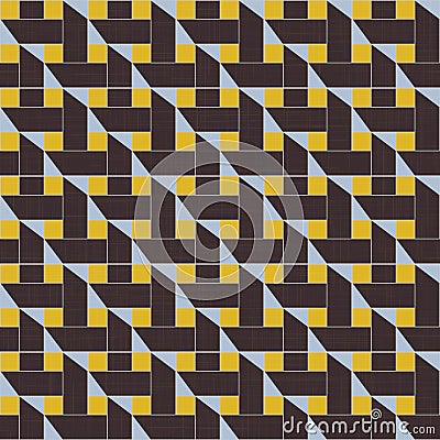 Retro Abstract Grid Mosaic Tile Seamless Pattern. Architectural Geo Background. Retro 1960s Style Tiled Kitchen Textile, Packaging Stock Photo