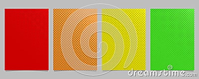 Retro abstract halftone circle pattern flyer template set - vector brochure background graphic with colored dots Vector Illustration