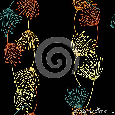 Retro abstract seamless pattern with dandelion seamless on white background. Floral seamless pattern. Vector Illustration