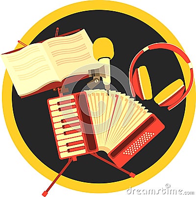 Retro accordion music Vector Illustration