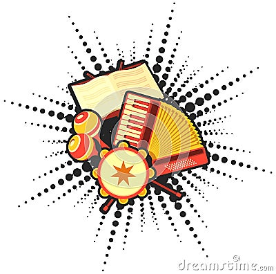 Retro accordion music Vector Illustration